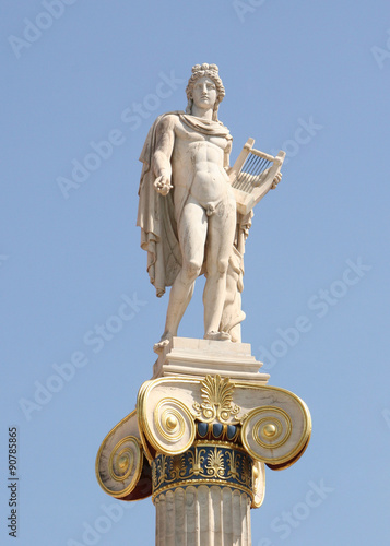 Obraz na płótnie Ionic column with a statue of Apollo