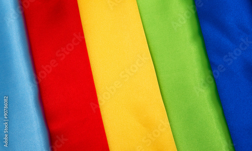 Set of colored banners of satin fabric backgrounds