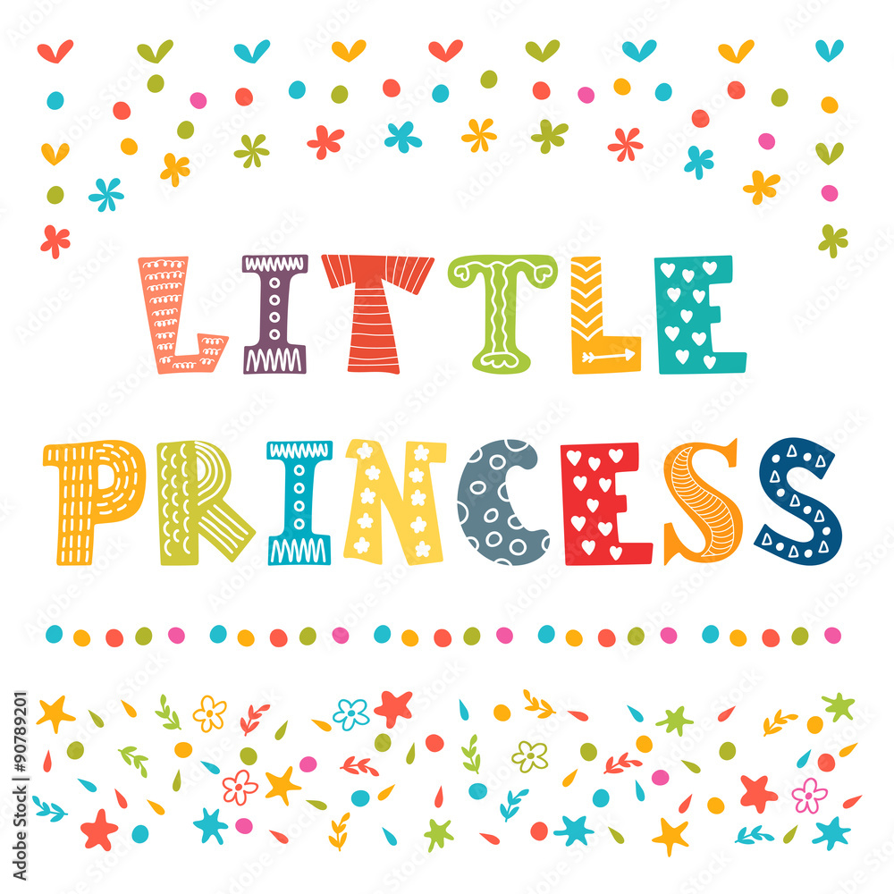 Little Princess. Cute greeting card for little girl