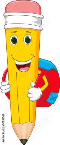 Pencils cartoon with school bags