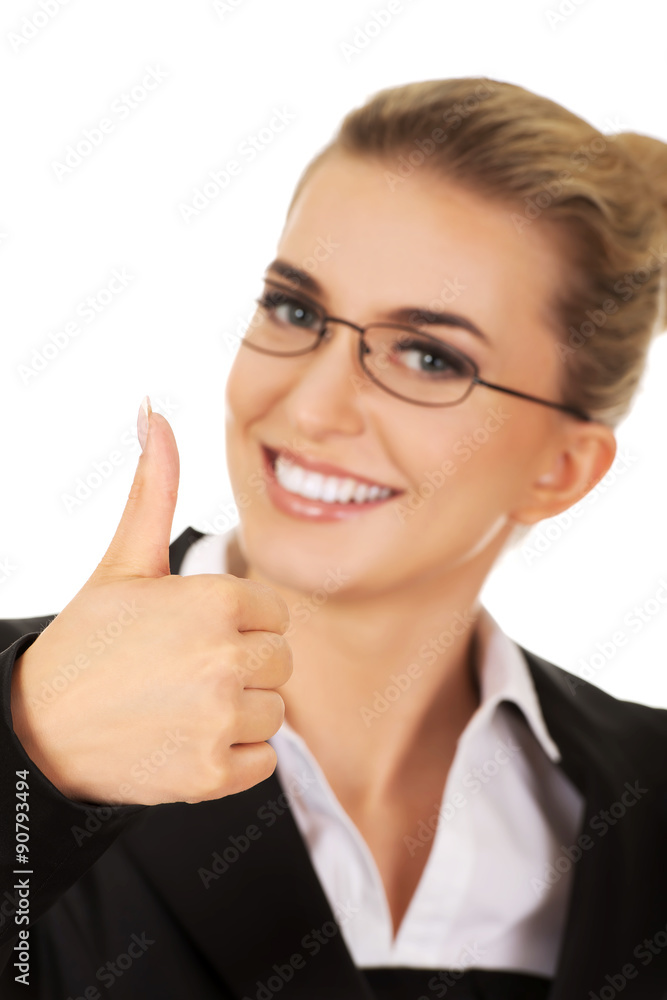 Happy smiling business woman with ok hand sign Happy smiling business woman with ok hand sign