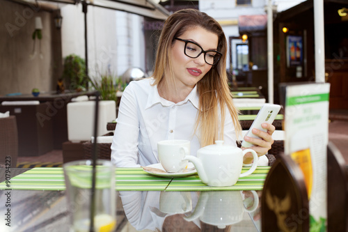 Young businesswoman relaxing.