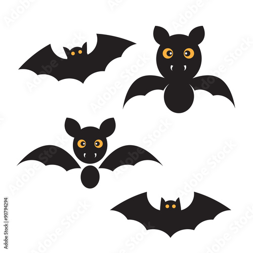 Set of black bats for halloween, eps10 vector design.