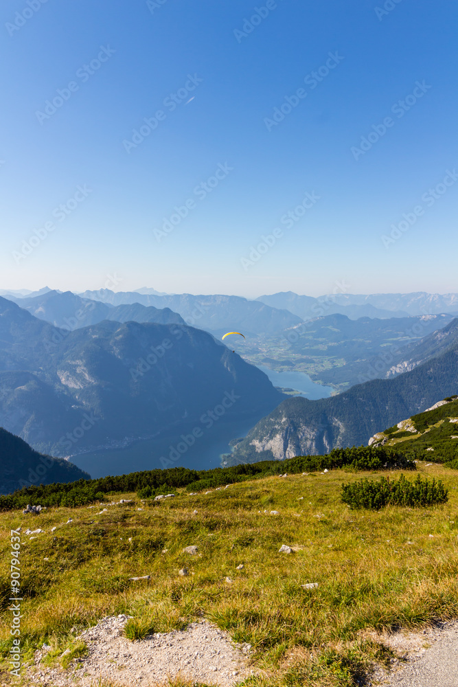 Paragliding over the Alps, Dachstein Mountain, Austria