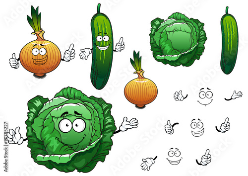 Cabbage, cucumber and onion vegetables