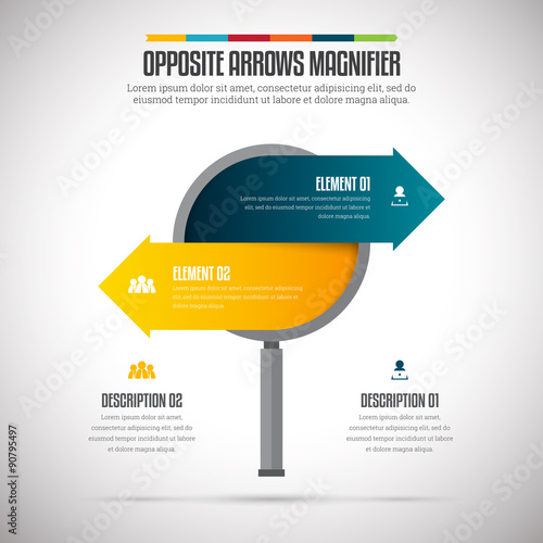 Opposite Arrows Magnifier Infographic