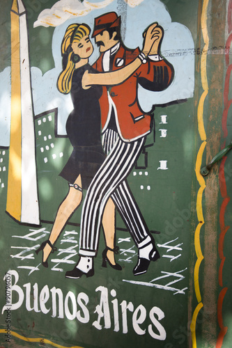 Street art tango graffiti in Buenos Aires, Argentina