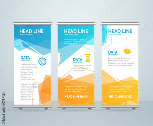 Roll Up Banner Stand Design. Vector