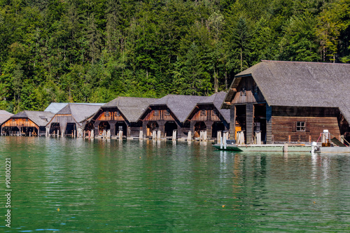 The dock by lake Obersee, Konigsee National Park, Bayern, Germany © daliu