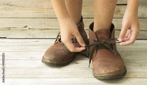 Children wear leather shoes