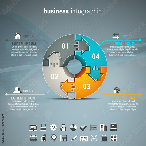 Business infographic made of house puzzle.