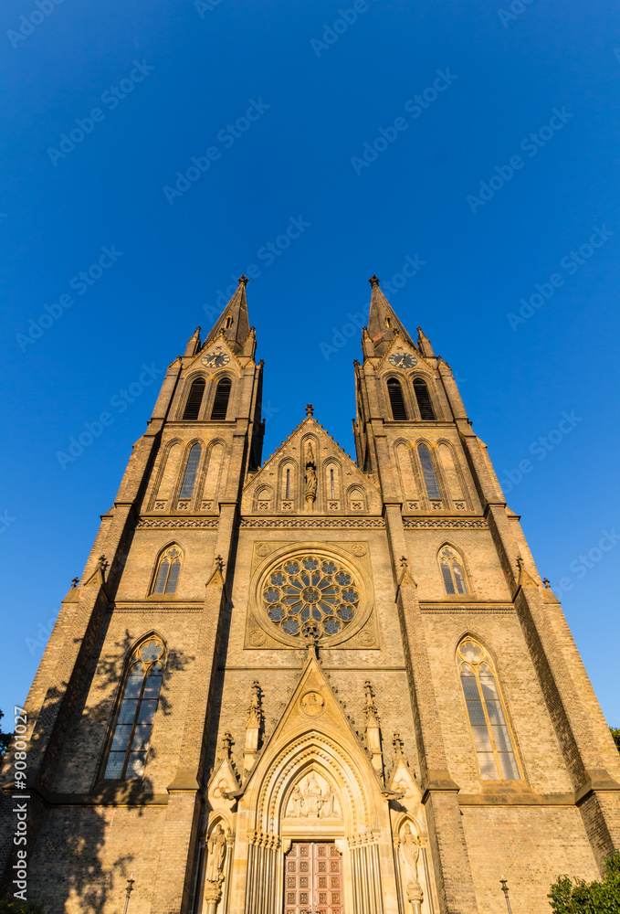 The Church of St. Ludmila at the Peace Square in Prague, Czech Republic.