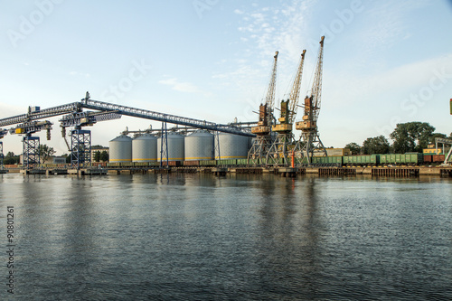 port cranes near river
