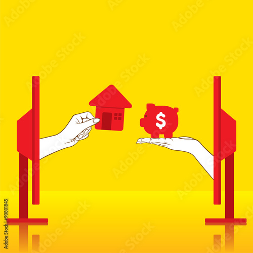 saving money invest to buy new home concept design vector