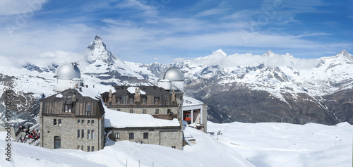 Panorama view of Mountain Matterhorn from Gornergrat View platfo