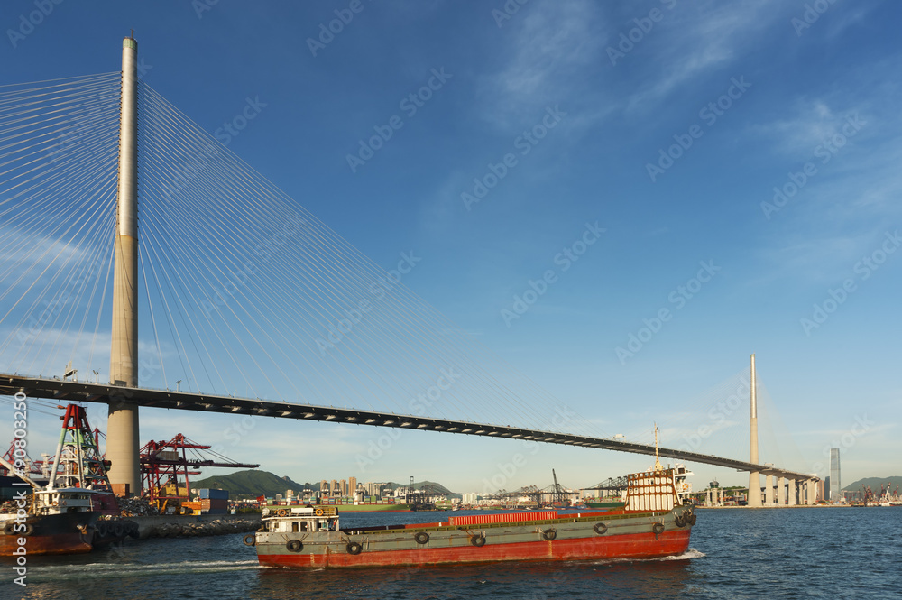 Container port and bridge in Hong Kong