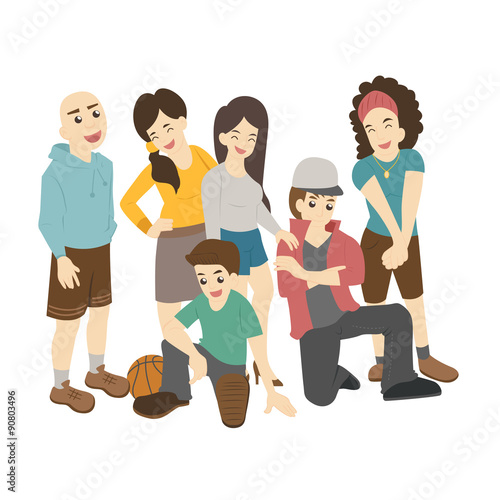 Group of smiling teenage students