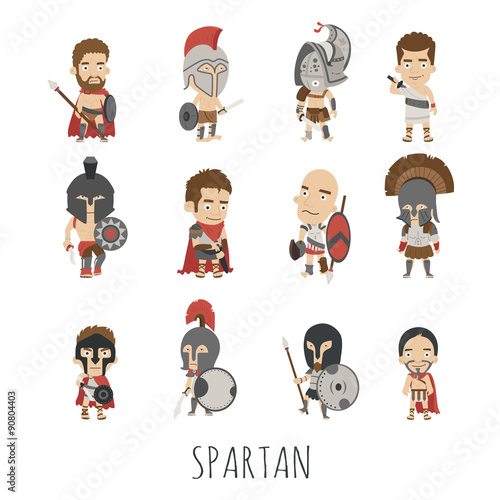 Set of spartan soldier costume characters