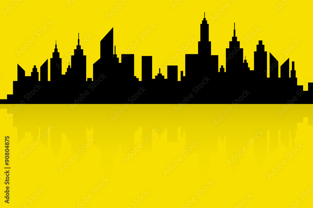 Fototapeta premium City Skyline Silhouette Vector In Retro Colors