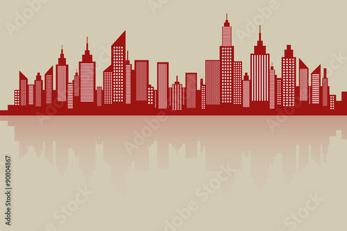 City Skyline Silhouette Vector In Retro Colors