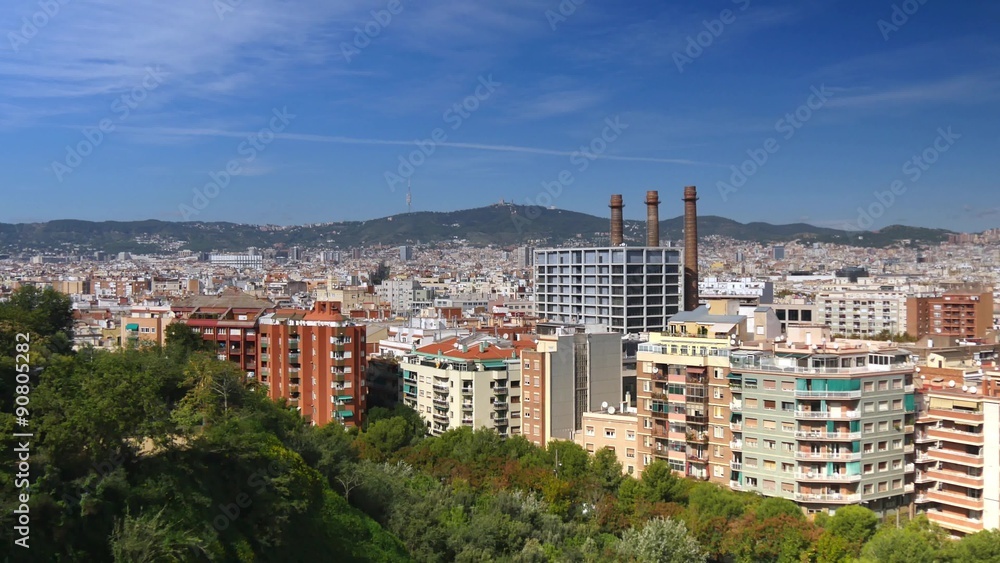 4K Aerial Barcelona Cityscape