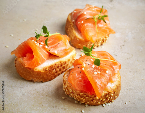 bread with salmon fillet