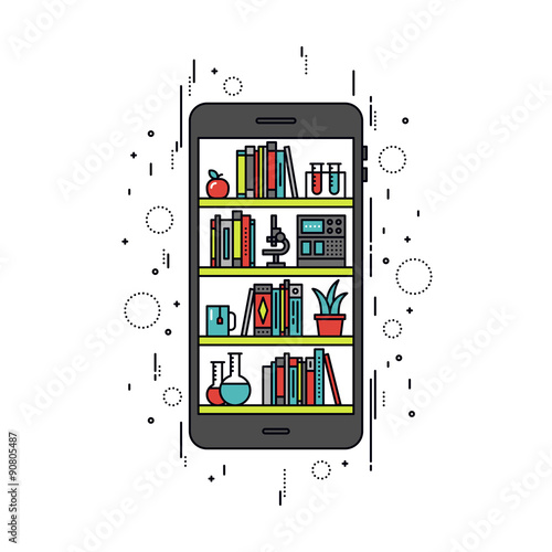 Mobile education line style illustration