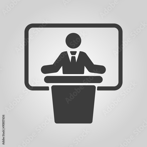 The speech icon. Speak and broadcaster, orator, presentation, conference symbol. Flat