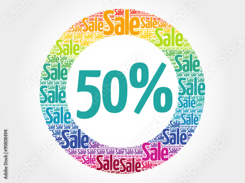 50 percent Sale stamp vector words cloud, business concept background