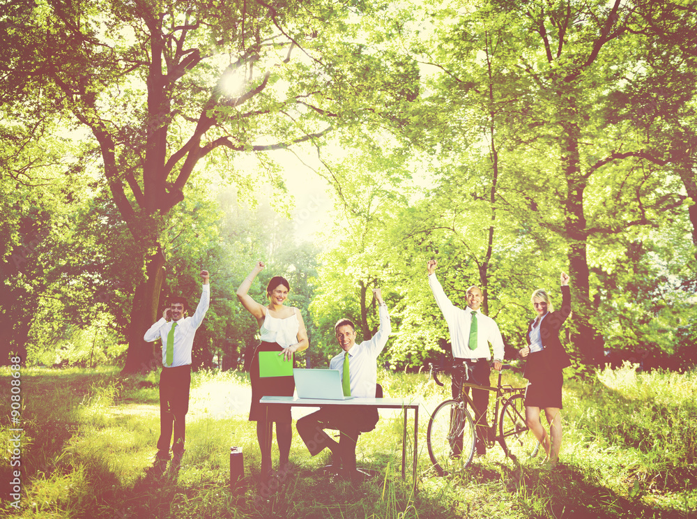 Green Business Team Environmental Conservation Concept Green Business Team Environmental Conservation Concept