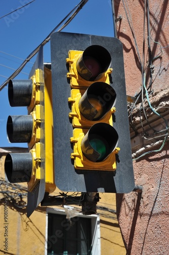 The traffic light on the street Potosi