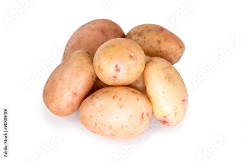 fresh ripe potatoes isolated on white background