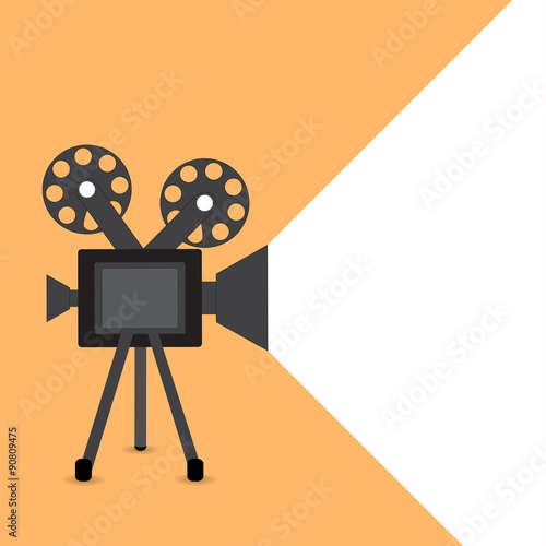 Retro movie projector vector detailed poster with shadow