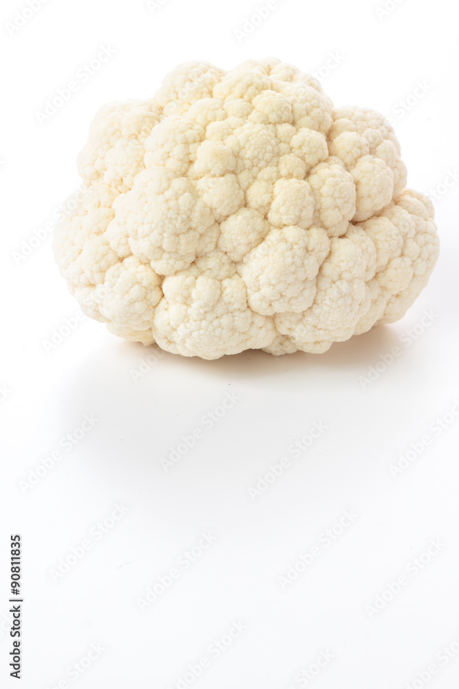 Closeup of cauliflower isolated on bright background. Closeup of cauliflower isolated on bright background.