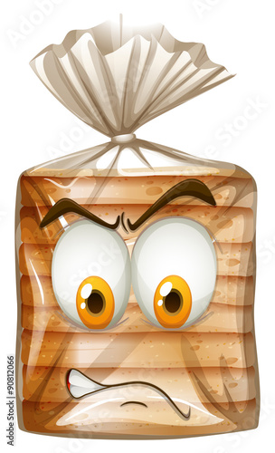 Packet of bread with angry face