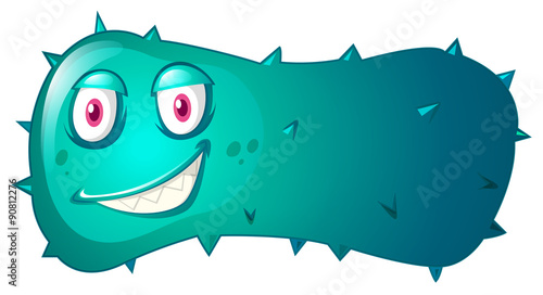 Blue bacteria with evil face