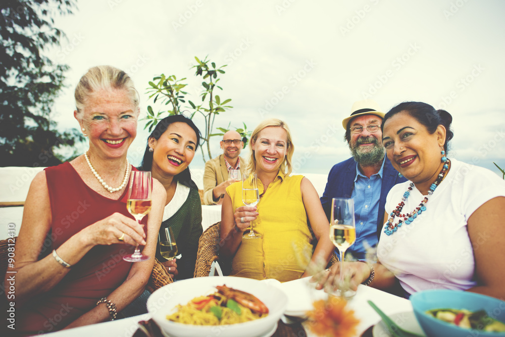 Diversity Friends Hanging out Party Dining COncept