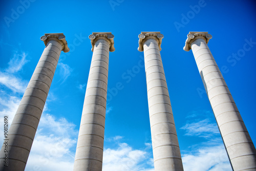 The Four Columns under a blue sky in Catalonia