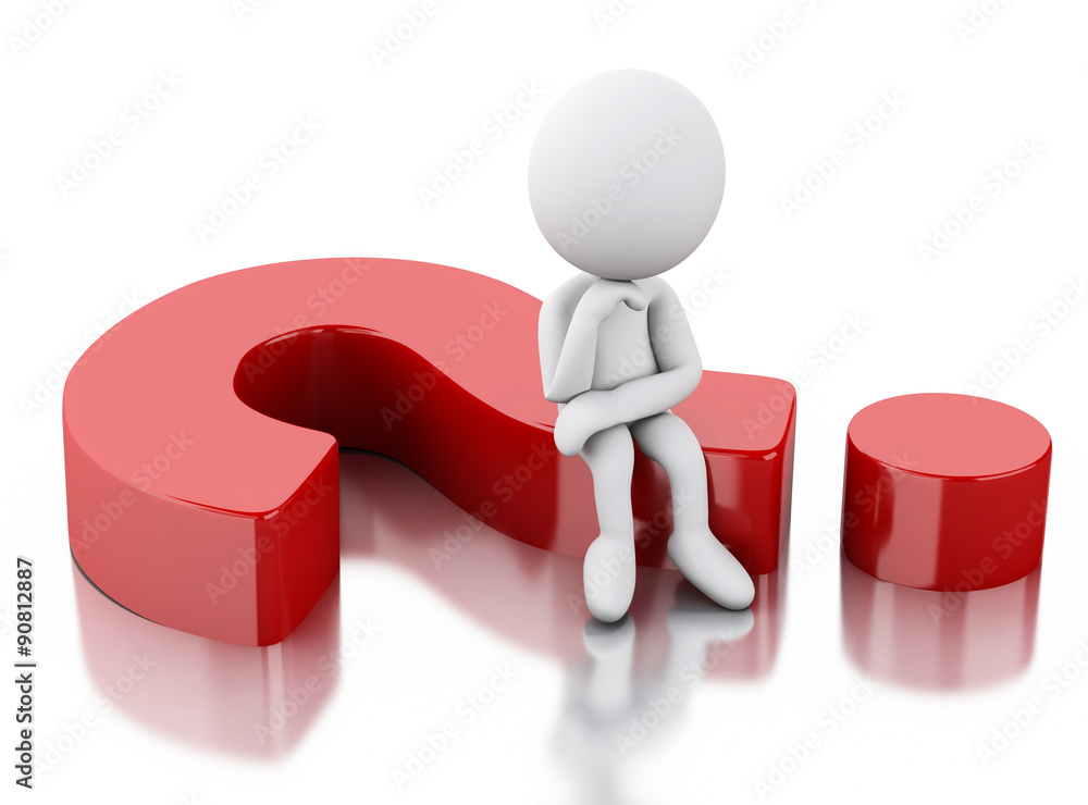 3d White people thinking with a red question mark 3d White people thinking with a red question mark