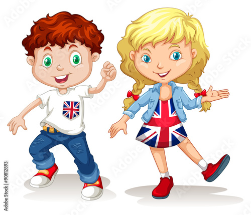 British boy and girl smiling