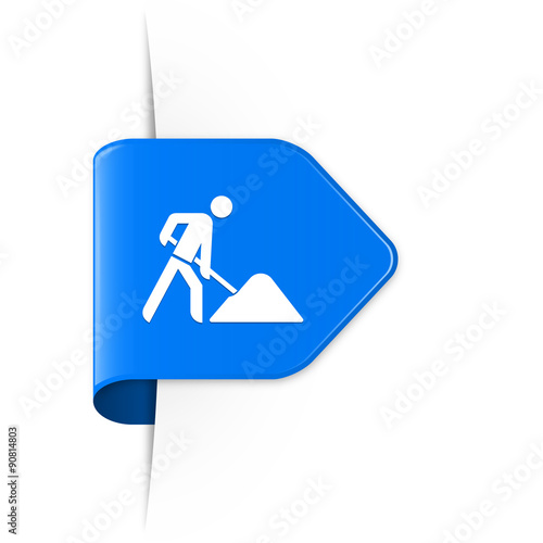 Baustelle - Blauer Sticker Pfeil mit Schatten