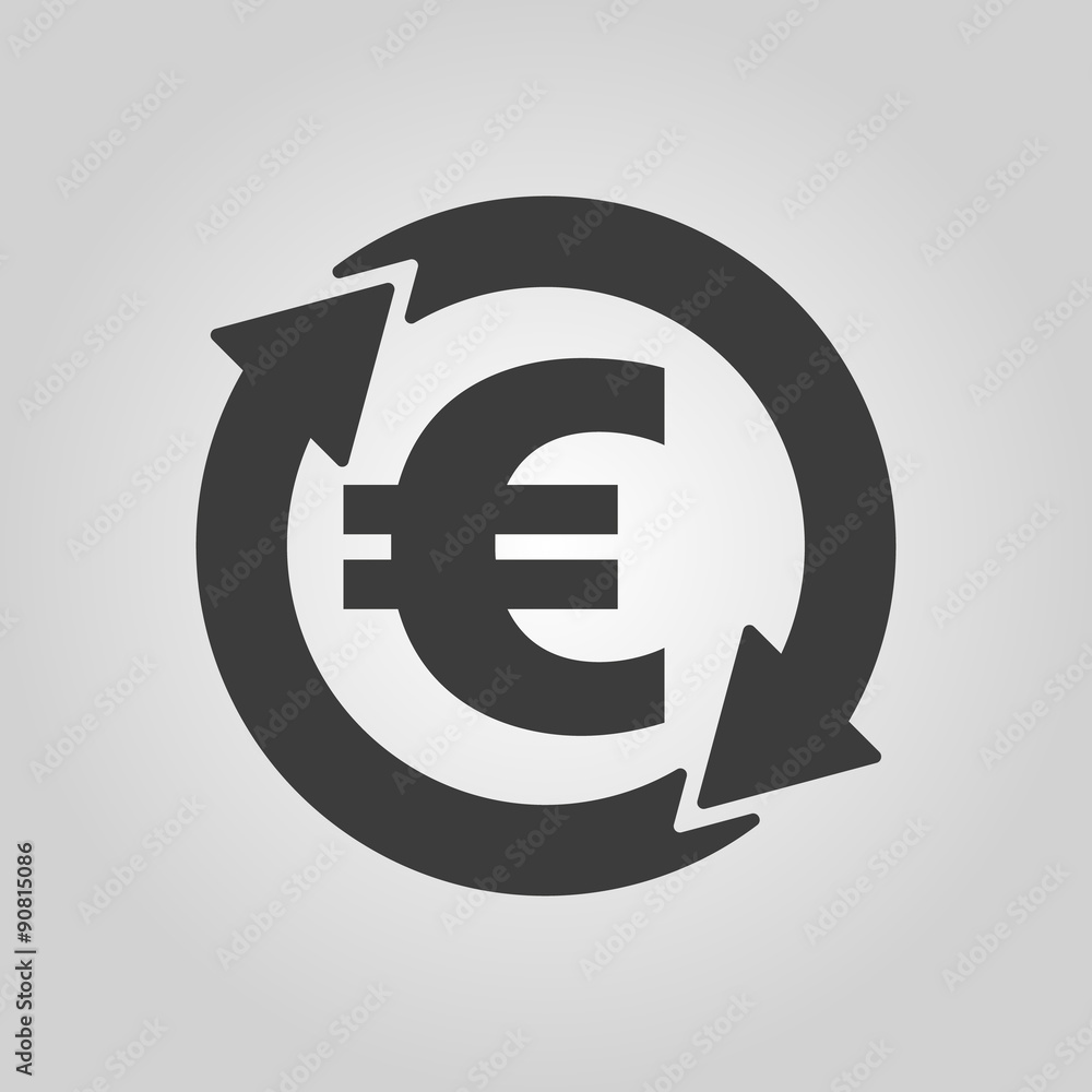 The currency exchange euro icon. Cash and money, wealth, payment symbol. Flat The currency exchange euro icon. Cash and money, wealth, payment symbol. Flat