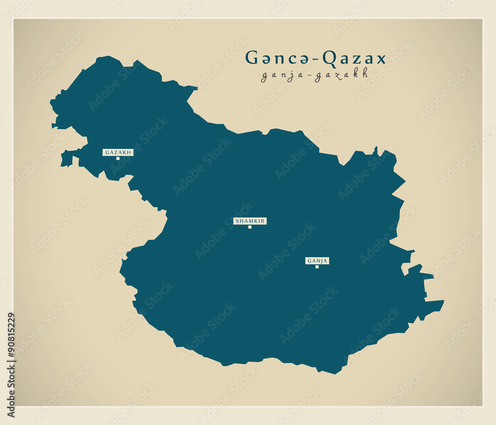 Modern Map - Ganja-Gazakh AZ