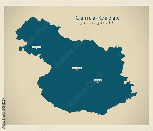 Modern Map - Ganja-Gazakh AZ