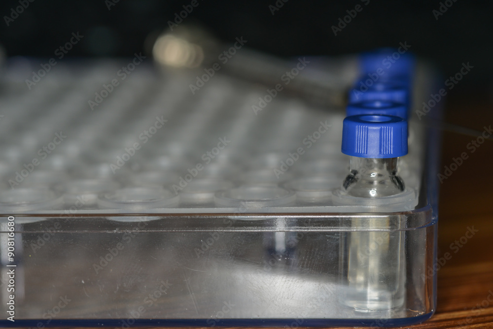 Sample vial are waiting for analysis Sample vial are waiting for analysis