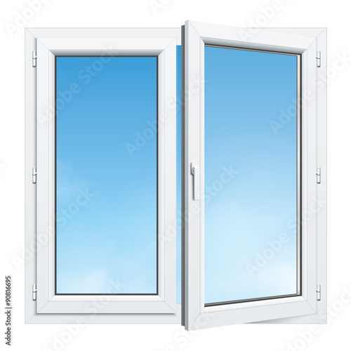 Fenêtre PVC entrouverte 2 vantaux