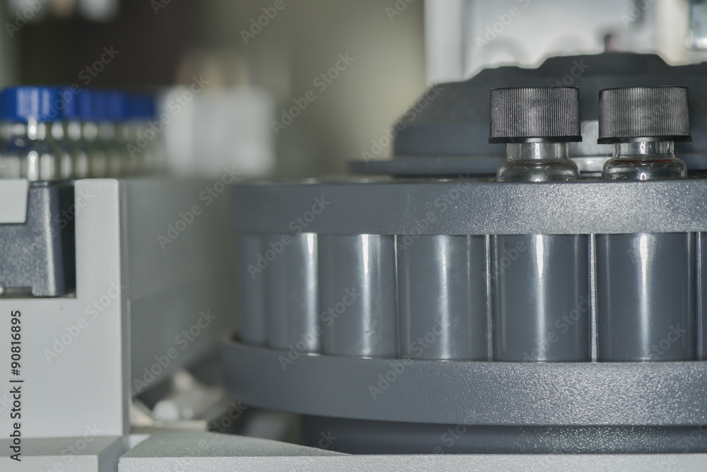 Sample vial are waiting for analysis Sample vial are waiting for analysis