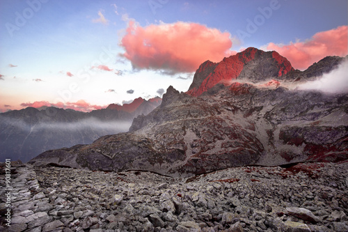 Clouds in Tatra on sunset