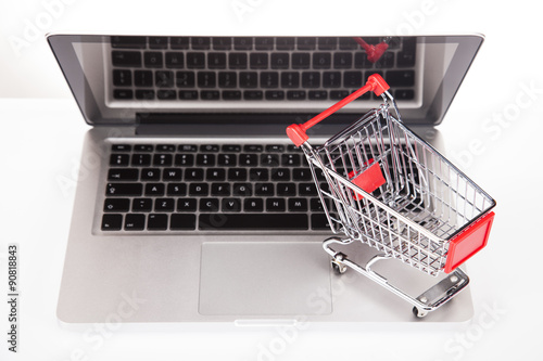 Online shopping concept, Computer background
