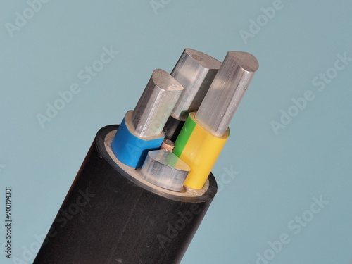 Medium voltage 1kV Aluminum sector cable end with stripped conductors, PVC insulation and black jacket, Melbourne 2015